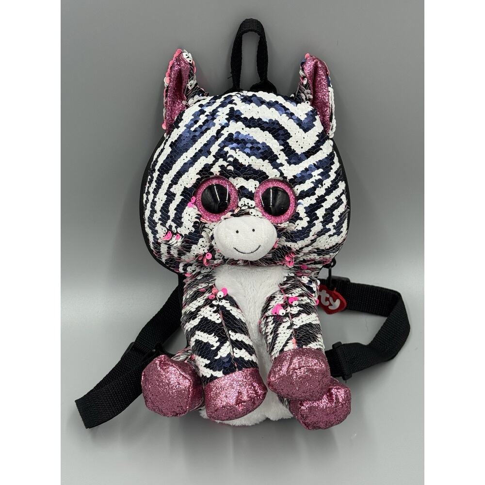 TY Beanie Boos Sequins ZOEY Zebra Back Pack Bag No Tag